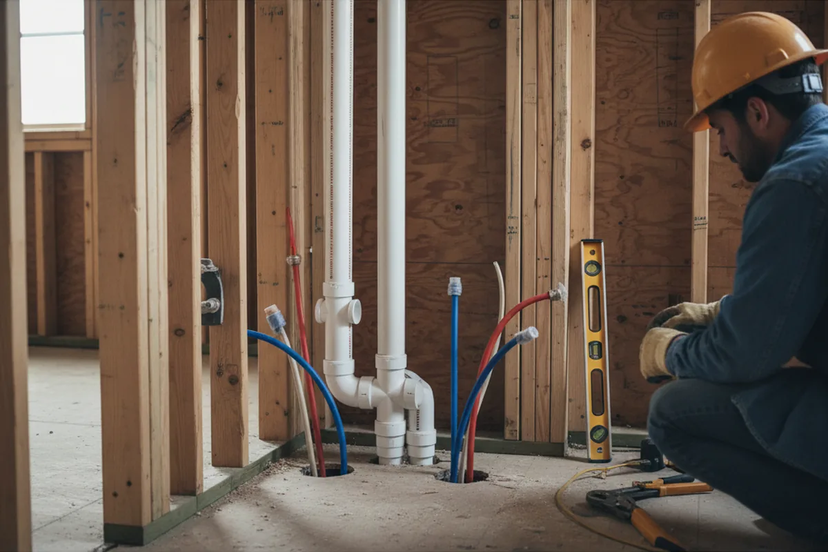 Drain and supply rough-in during Sump Pump Repair in Parkman