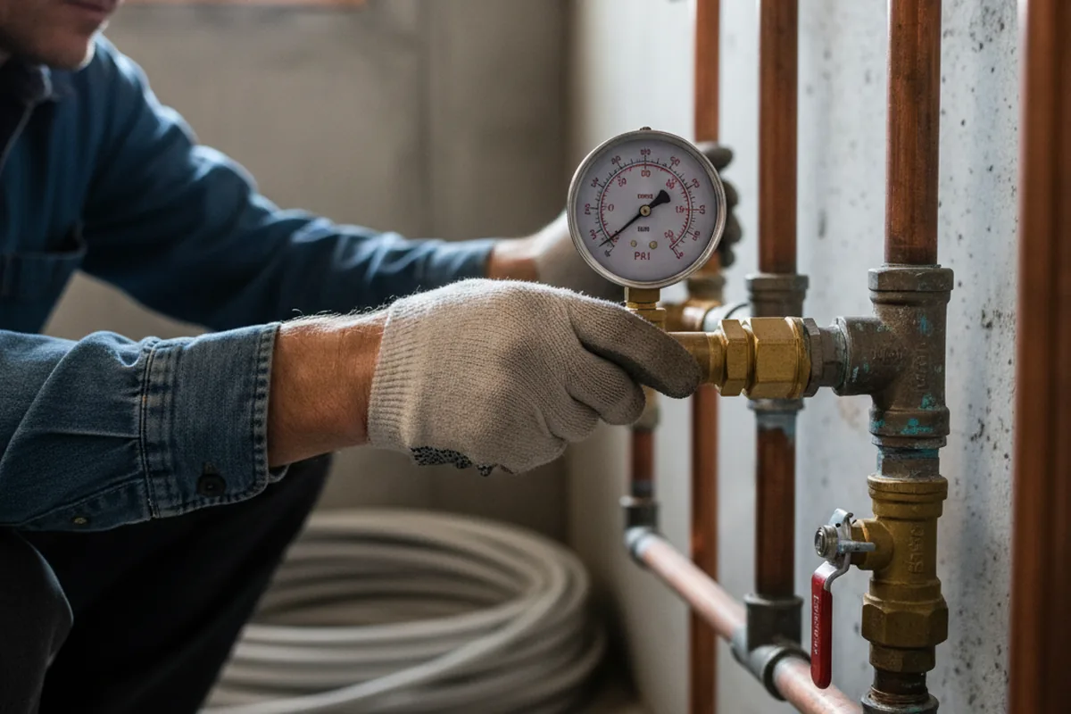 Pressure testing a repaired line during Water Line Repair in Parkman